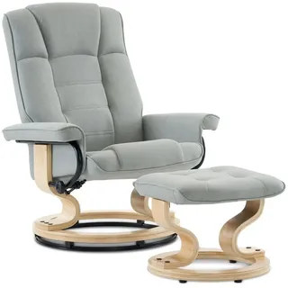 MCombo Relaxsessel 9019 Mikrofaser 77 x 100 x 75 cm Grau mit Hocker