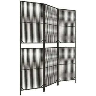 vidaXL Paravent 3-tlg. Grau Poly Rattan