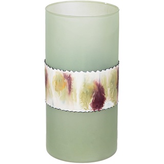 GILDE Dekovase Zylindervase aus Glas - Blumenvase Glasvase Tischvase Vase Deko Wohnzimmer - Farbe: Grün matt Höhe 25,5 cm