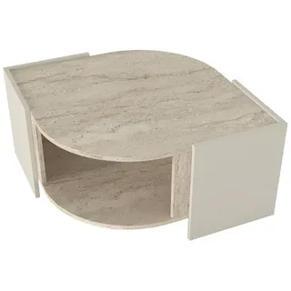 moebel17 Couchtisch Marbel Beige Marmor 75 x 40 x 75 cm