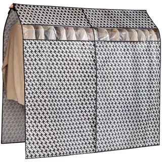 LUNAIZHUO Kleiderständer Abdeckung, Kleiderständer Schutzhülle mit Reißverschluss, Kleidersack zum Aufhängen von Kleidung mit Klarem Fenster(60x120cm/24x47in)