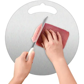Schneidebrett aus Titan,Bretter aus Titan,304 Lebensmittelechtes Schneidebrett,30cm Rundes Schneidebrett,Schneidekante Hygienisch,Edelstahl Schneidebrett,Kratzfest,Antibacteri'al,Kunststofffrei