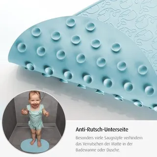 Famanu Badmatte mit Antirutsch-Oberfläche und Wal-Motiven - Blau - Blau
