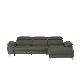 Primo Leder-Ecksofa  Danae klein ¦ grau ¦ Maße (cm): B: 282 H: 78 T: 166.0