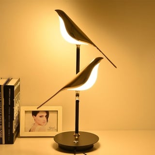 Nachttischlampe Touch Dimmbar LED Tischlampe Tiere Vogel Design Tischleuchte Modern Drehbare Verstellbar Vogellampe Metall-Acryl Nachtlicht Bird Nachttischleuchten für Schlafzimmer Wohnzimme,2 birds