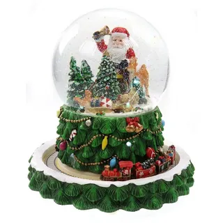 ELLUG Schneekugel Schneekugel/Spieluhr mit Weihnachtsmann und Tannenbäumen