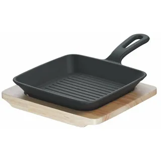 Schulte-Ufer Rustika Mini-Grillpfanne mit Servierbrett 15 x 15 cm