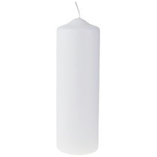 Rayher 3140700 Stumpenkerze, weiß, rund, 100% Paraffin, Höhe 8 x 8 x 25 cm, Rundkerze, Taufkerze, Kerzenrohling zum Verzieren und Basteln