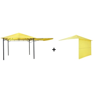 Tepro Pavillon Lehua, mit 1 Seitenteilen, (Set, inkl. Ersatzdach), BxTxH: 330x330x285 cm, Seitenteil als Markise ausklappbar gelb