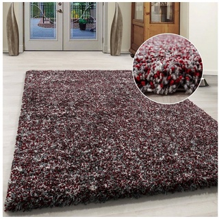 Hochflor-Teppich meliert Langflorteppich Hochflorteppich Wohnzimmer weich, Miovani, Höhe: 30 mm rot