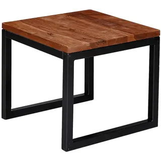 FineBuy Beistelltisch Braun Sheesham 45 x 40 cm