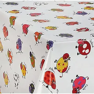 PVC Tischdecke Alma Bunte Kühe Wachstuch · Eckig · Länge & Breite wählbar· abwaschbare Tischdecke · Kindermotiv bunt schwarz Weiss, Größe:110 x 160 cm