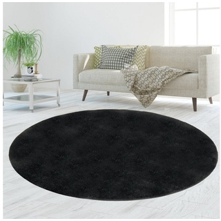 Teppich Teppich Unidesign in Schwarz, TeppichHome24, rund schwarz rund - 160 cm x 160 cm