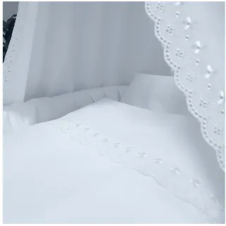 Babymajawelt Babybettwäsche Baby Bettwäsche 2 tlg. Romantic 80x80 + 35x40cm Stubenwagen, Wiege, Baumwolle, 2 teilig, Made In EU, Besonders Weich und Hautfreundlich weiß