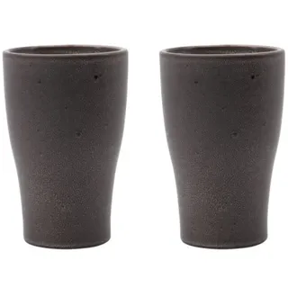 House Doctor 2 x Thermobecher, Liss | Kaffeebecher aus Keramik | Coffee to go Becher für Kaffee & Tee | Dunkelgrau