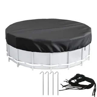 Runde Poolabdeckung 366-Pool Abdeckplane, Uv-Schutz Pool Abdeckplane mit Kordelzug und BodennäGeln Sommer-Poolschutz für wasserdicht und staubdicht
