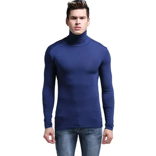 Ouruikia Leichte Thermo Hemden für Herren Unterhemden Basisschicht Rollkragen Langarm Pullover Base Layer Shirts für den Winter - S