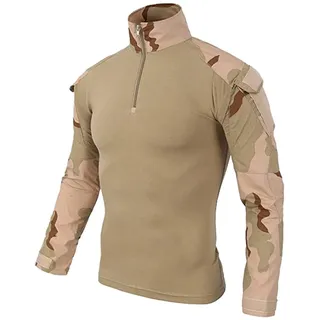 Uugood Combat Flecktarn Tactical Shirt - Military Langarm Camouflage Slim Fit Hemd for Paintball Airsoft Bundeswehr