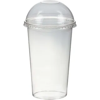VEPATIM 150x Smoothiesbecher Dessertbecher + Domdeckel 400 ml O95mm PET glasklar
