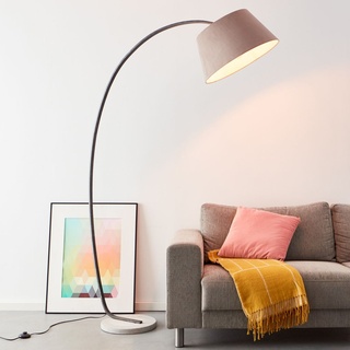 dekorative Bogenlampe - Stehleuchte mit elegantem Stoffschirm - 2,0m