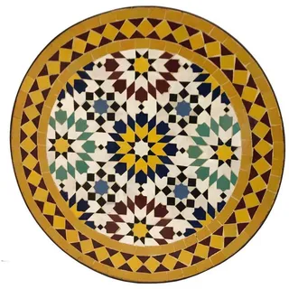 Casa Moro Beistelltisch Mosaik Beistelltisch Ø45cm Ankabut Gelb mit Eisen-Gestell (Höhe 50 cm, kleiner Mosaiktisch Couchtisch rund, Mediterraner Gartentisch Sofatisch Balkontisch MT2998), Kunsthandwerk aus Marokko gelb