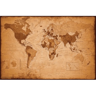 Bild VINTAGE WORLD MAP (BH 90x60 cm) - bunt