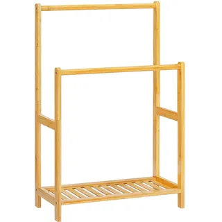 HOOBRO Handtuchleiter, freistehender Handtuchständer aus Bambus, Handtuchhalter mit Ablage, Kleiderständer, 50 x 24 x 77 cm, für Schlafzimmer und Wohnzimmer, Natur EYL17LB01