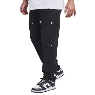 PEGADOR Cargojeans Cameron Pocket (1-tlg., kein Set) große Cargo- Druckknopf- Taschen schwarz 32