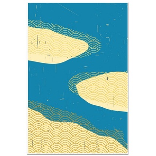 wandmotiv24 Poster minimalistisch, Kunst, Japan, Minimalismus (1 St), Wandbild, Wanddeko, Poster in versch. Größen blau 60 cm x 40 cm x 0.1 cm