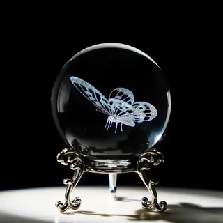 HDCRYSTALGIFTS 3D-Laser-Schmetterling-Kristallkugel, Briefbeschwerer, Glaskugel, Figuren, dekorative Kugeln, Geschenk (60 mm)