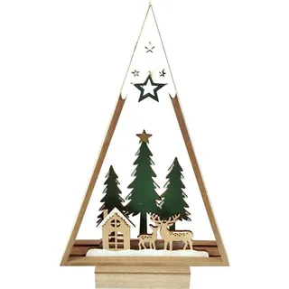 Trendline Weihnachtsdorf Deko Aufsteller Holz 20 x 5 x 32 cm braun/grün