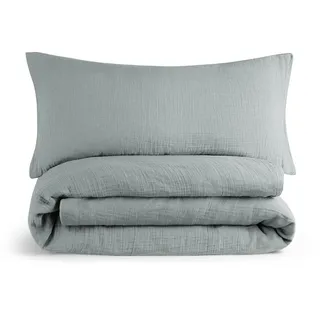 Blumtal Musselin Blau 135 x 200 cm + 40 x 80 cm