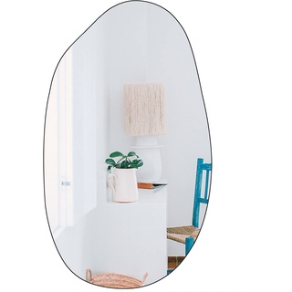 BOMINICA Asymmetrischer Wandspiegel, Rahmenlos, unregelmäßiger Akzentspiegel für Wohnzimmer, Eingangsbereich, Schlafzimmer, 49,5 x 85,1 cm
