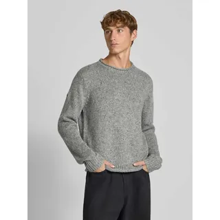 Regular Fit Strickpullover mit Woll-Anteil Modell 'Donegal Jumper', Mittelgrau, S