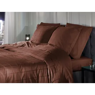 ZO! HOME Diamante kariert Mako-Satin Braun 135 x 200 cm + 80 x 80 cm