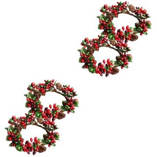 Cabilock 4 Stück Kranz Weihnachtskerzenring Kerzenringe Beerengirlande weihnachtsdeko Weihnachts Party dekoringe Bongkerzen Feiertagskerzenringe weihnachtliche Mittelstücke für Tische Stoff