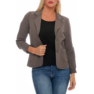 malito more than fashion Jackenblazer malito Damen Blazer klassisch, Sakko im Basic Look, Kurzjacke mit Sweat Blazer Jacke in Used Look Optik braun S