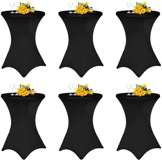 luxuskollektion 6er 80cm Schwarz Stretch Schwarz Ø80cm-6er Set