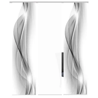 HOME WOHNIDEEN Schiebegardine 3er-Set Schiebegardinen NEBLANA, blickdichter Dekostoff, 245 x 60 cm (3 St), Paneelwagen, blickdicht, 100% Polyester grau