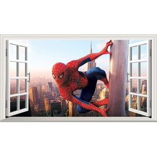 Chicbanners Spiderman V006 Magic Window Wandtattoo, selbstklebend, Größe 1000 mm breit x 600 mm tief (groß)