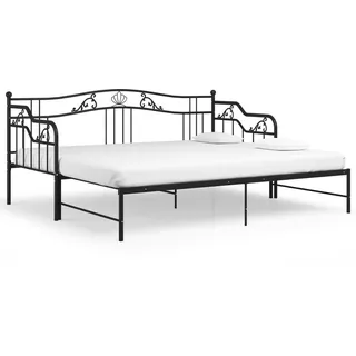 vidaXL Ausziehsofa Bettgestell Schwarz Metall 90x200 cm