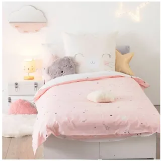 Atmosphera Kinderbettwäsche Katze Baumwolle Rosa 140 x 200 cm + 70 x 80 cm