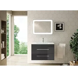 Camargue Stella K Badmöbel-Set K82G22  (80 cm, Grafit, Hochglanz)