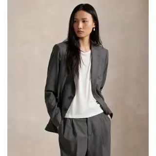 Polo Ralph Lauren für Damen. 211971389001 Blazer aus grauem Wollgemisch (38), Lässig, Wolle, Klassisch