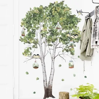 Abnehmbare Wandtattoo Baum, Künstlerische Diy-dekoration In Grün Für Wohnzimmer, Schlafzimmer, Fenster Und Schrank