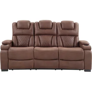 Atlantic Home Collection 3-Sitzer "Faris", braun, B:208cm H:103cm T:96cm, 100% PES, ATLANTIC HOME COLLECTION, Sofas, Zwei Relaxfunktionen, klappbare Konsole mit Getränkehalter