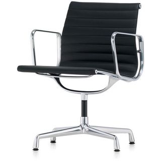 Vitra Besucherstuhl Alu-Chair Leder Premium F schwarz, Designer Charles & Ray Eames, 83x57.5x59 cm