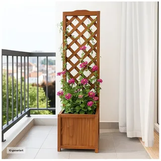 Hti-Living Pflanzkasten mit Rankgitter 60 x 30 cm Braun