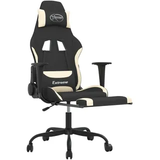 vidaXL Gaming-Stuhl mit Massage & Fußstütze Creme Schwarz
