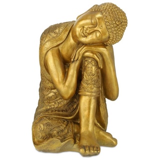 relaxdays Buddhafigur Buddha Figur mit geneigtem Kopf 60 cm goldfarben